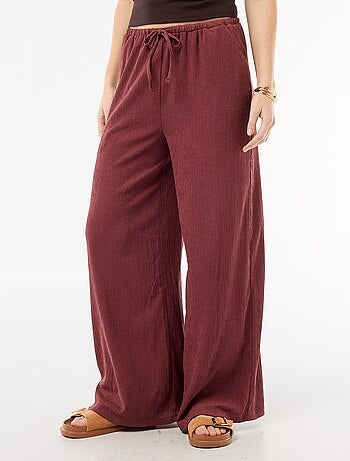 Calças largas crepe com 2 bolsos