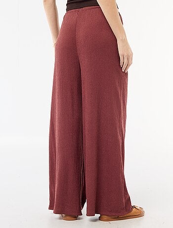 Calças largas crepe com 2 bolsos