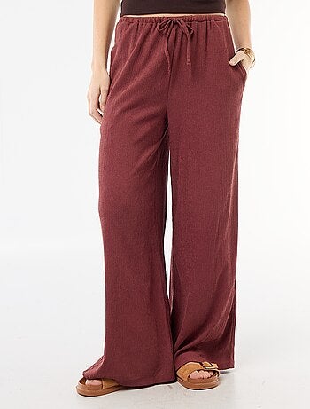 Calças largas crepe com 2 bolsos