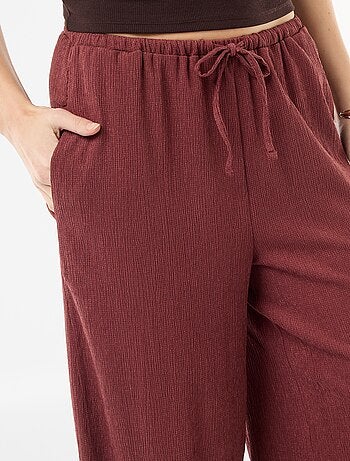 Calças largas crepe com 2 bolsos