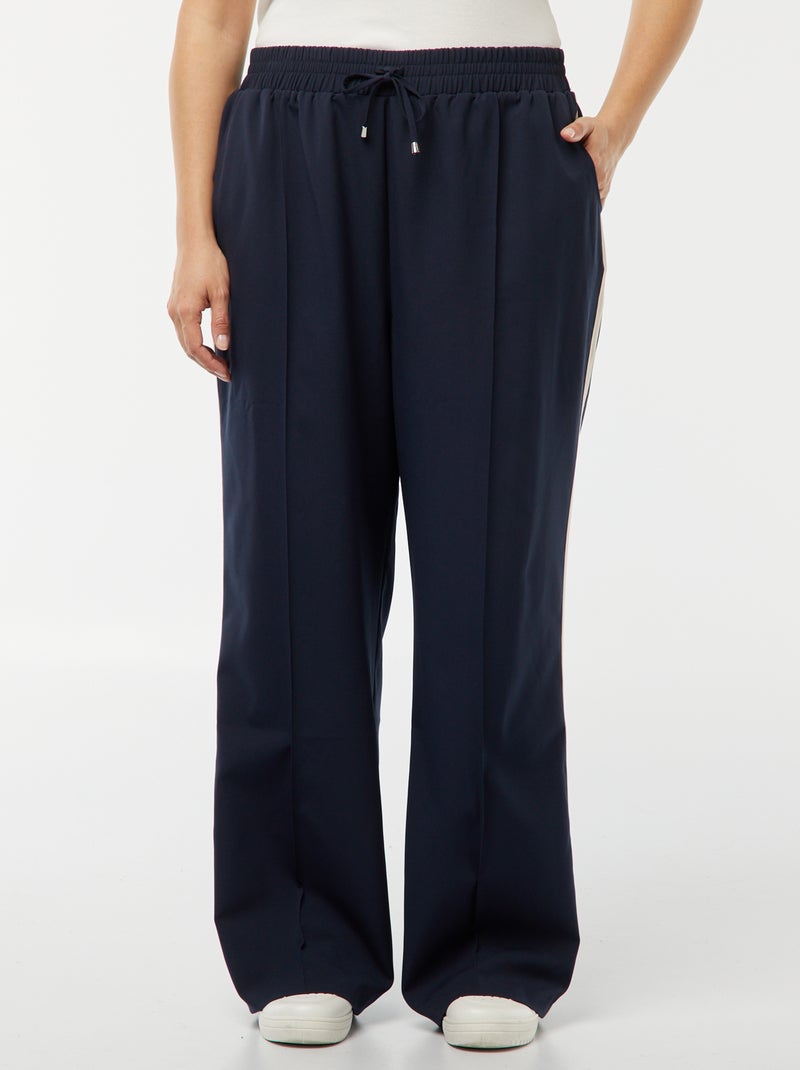 Calças largas cuidadas com faixas contrastantes AZUL - Kiabi