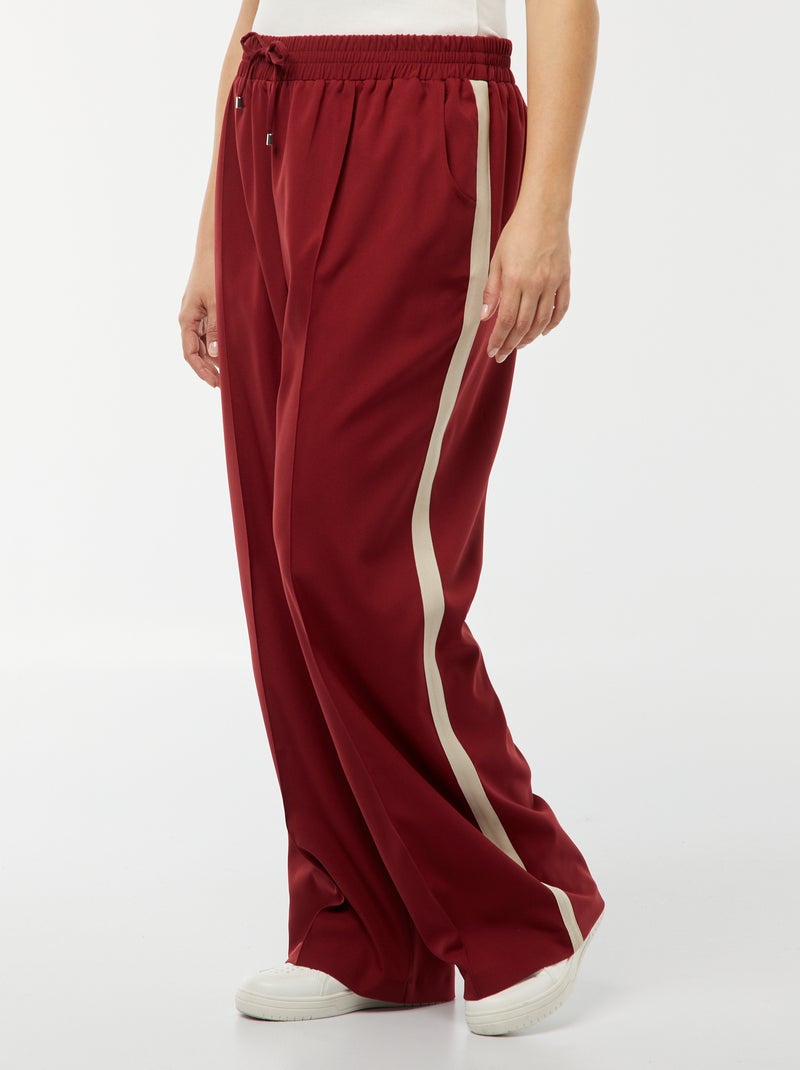 Calças largas cuidadas com faixas contrastantes VERMELHO - Kiabi
