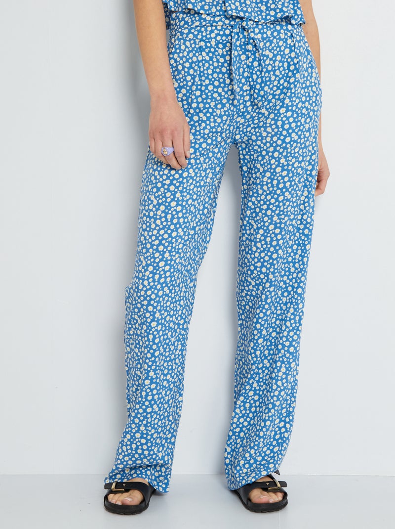 Calças largas curtas com motivos AZUL - Kiabi