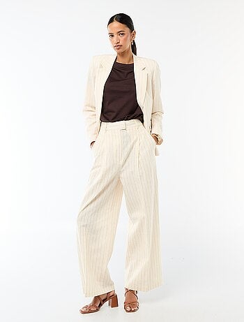 Calças largas de cerimónia em linho misturado