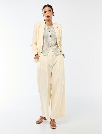 Calças largas de cerimónia em linho misturado