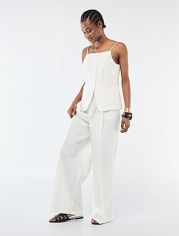 Calças largas de cerimónia em linho misturado