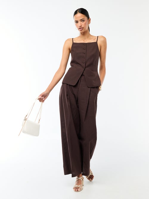 Calças largas de cerimónia em linho misturado - Kiabi