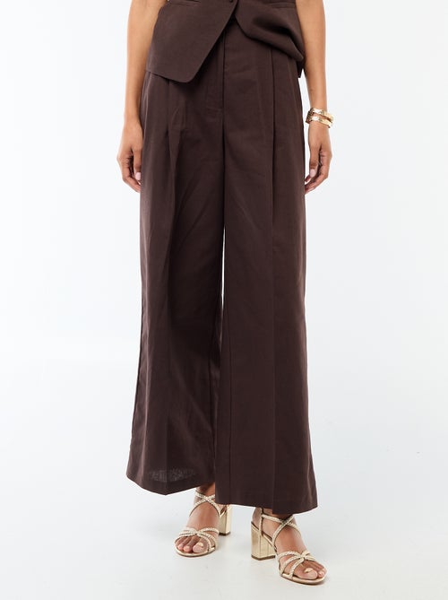 Calças largas de cerimónia em linho misturado - Kiabi