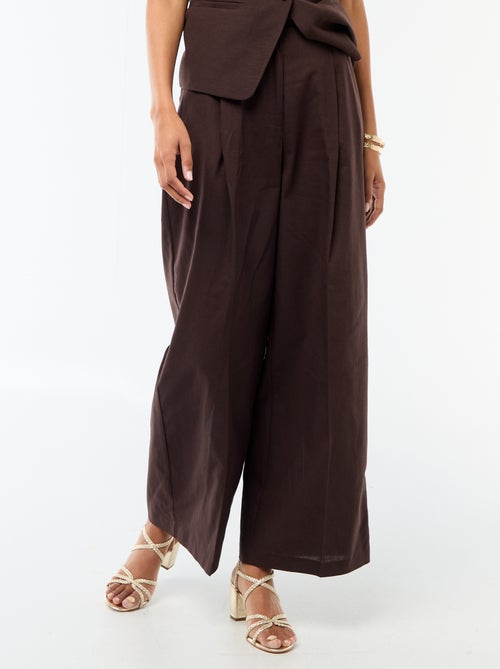 Calças largas de cerimónia em linho misturado - Kiabi