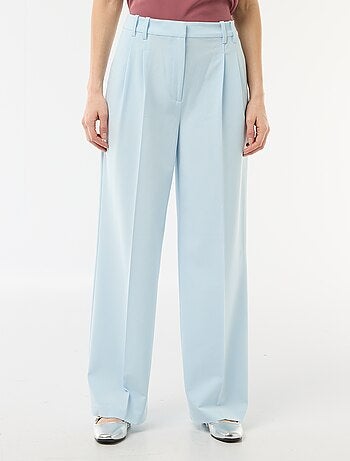 Calças largas de cintura subida com 5 bolsos