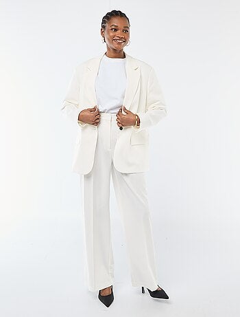 Calças largas de cintura subida com 5 bolsos