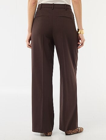 Calças largas de cintura subida com 5 bolsos