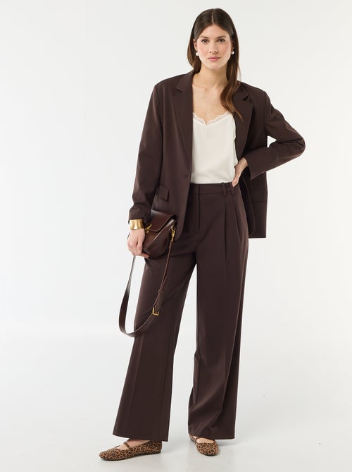 Calças largas de cintura subida com 5 bolsos - Kiabi