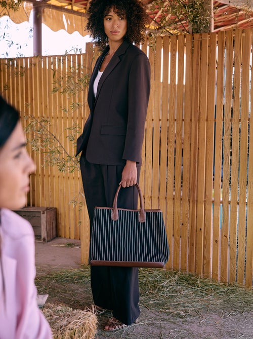 Calças largas de cintura subida com 5 bolsos - Kiabi