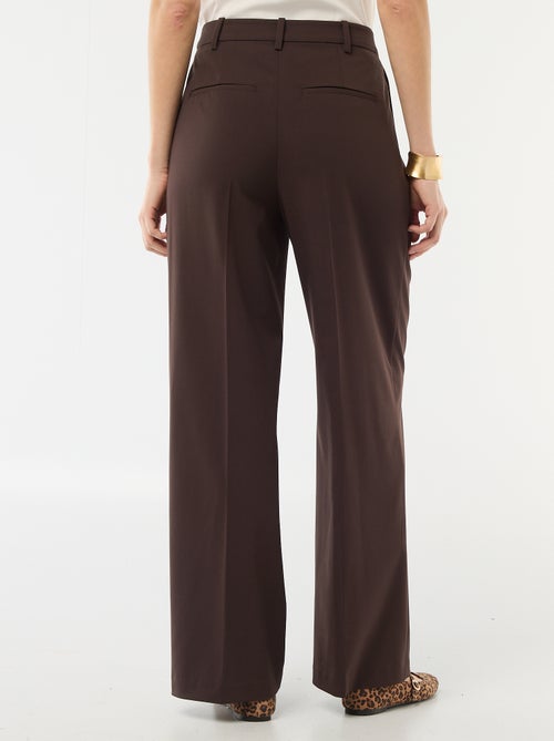 Calças largas de cintura subida com 5 bolsos - Kiabi