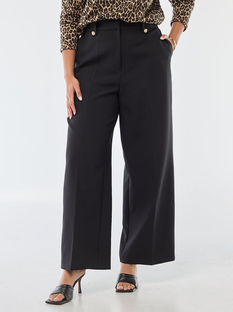 Calças largas de cintura subida Preto - Kiabi