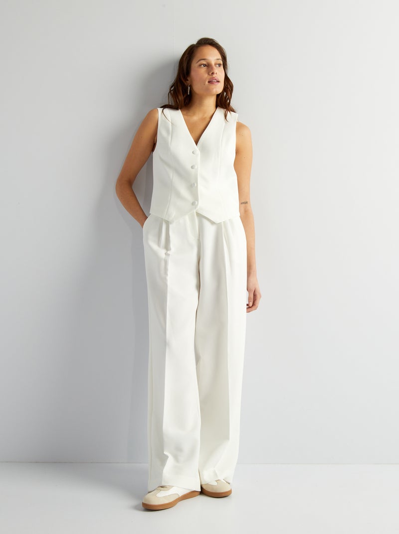 Calças largas de conjunto Branco - Kiabi