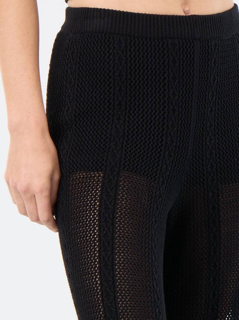 Calças largas de crochet Preto - Kiabi