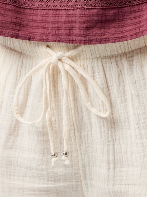 Calças largas de gaze de algodão - Kiabi