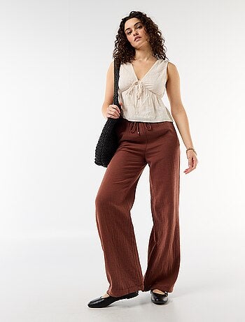 Calças largas de gaze de algodão