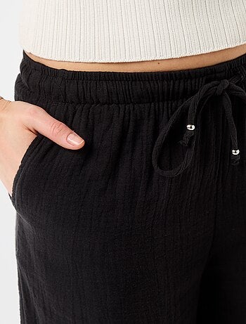 Calças largas de gaze de algodão