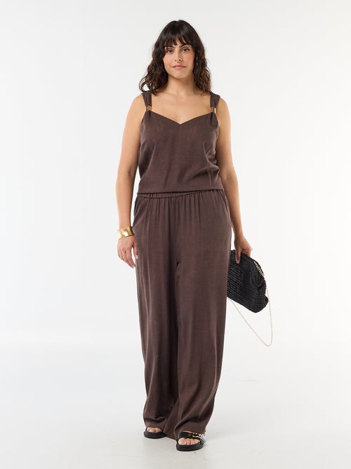 Calças largas de linho misto - Kiabi