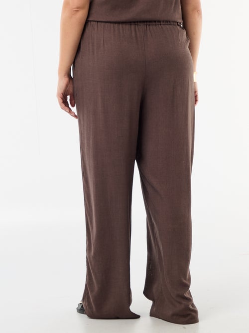 Calças largas de linho misto - Kiabi