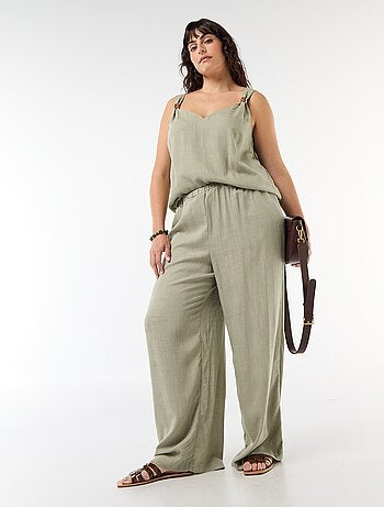 Calças largas de linho misto