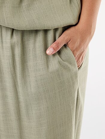 Calças largas de linho misto