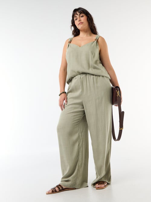 Calças largas de linho misto - Kiabi