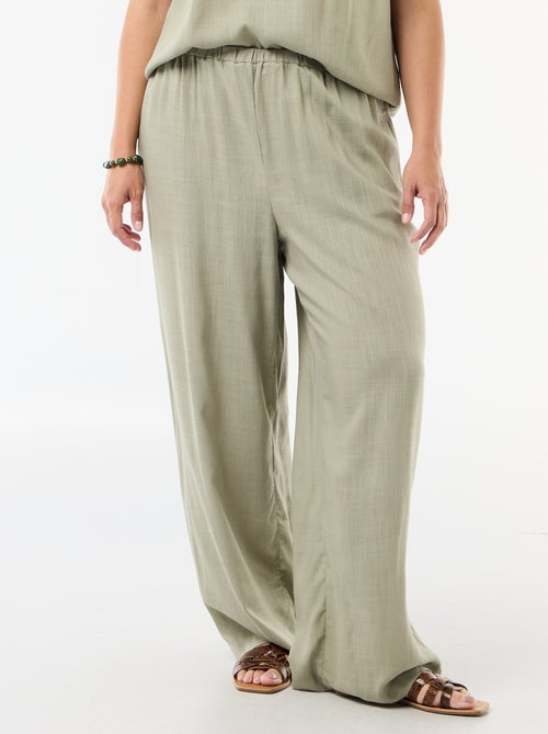 Calças largas de linho misto - Kiabi