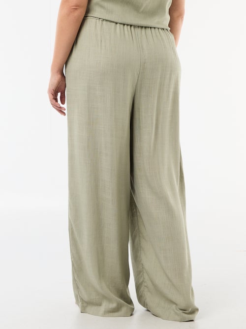 Calças largas de linho misto - Kiabi