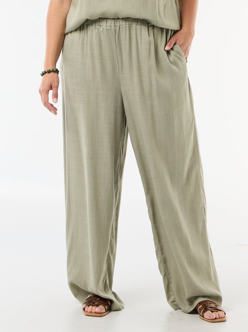 Calças largas de linho misto - Kiabi