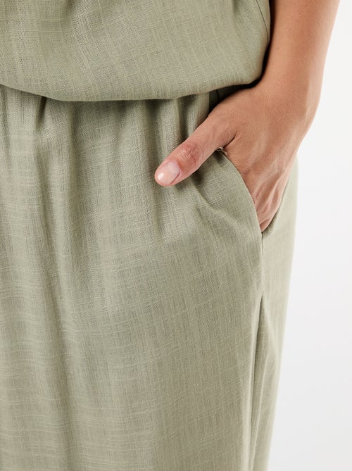 Calças largas de linho misto - Kiabi