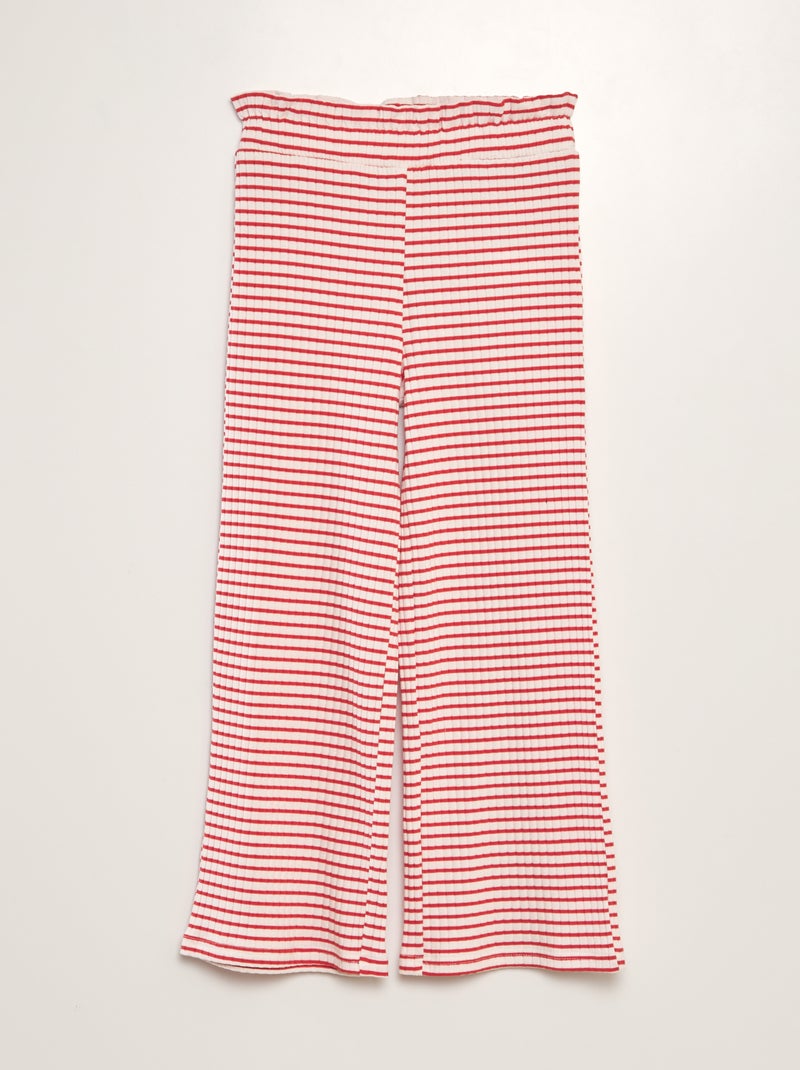 Calças largas de malha canelada VERMELHO - Kiabi