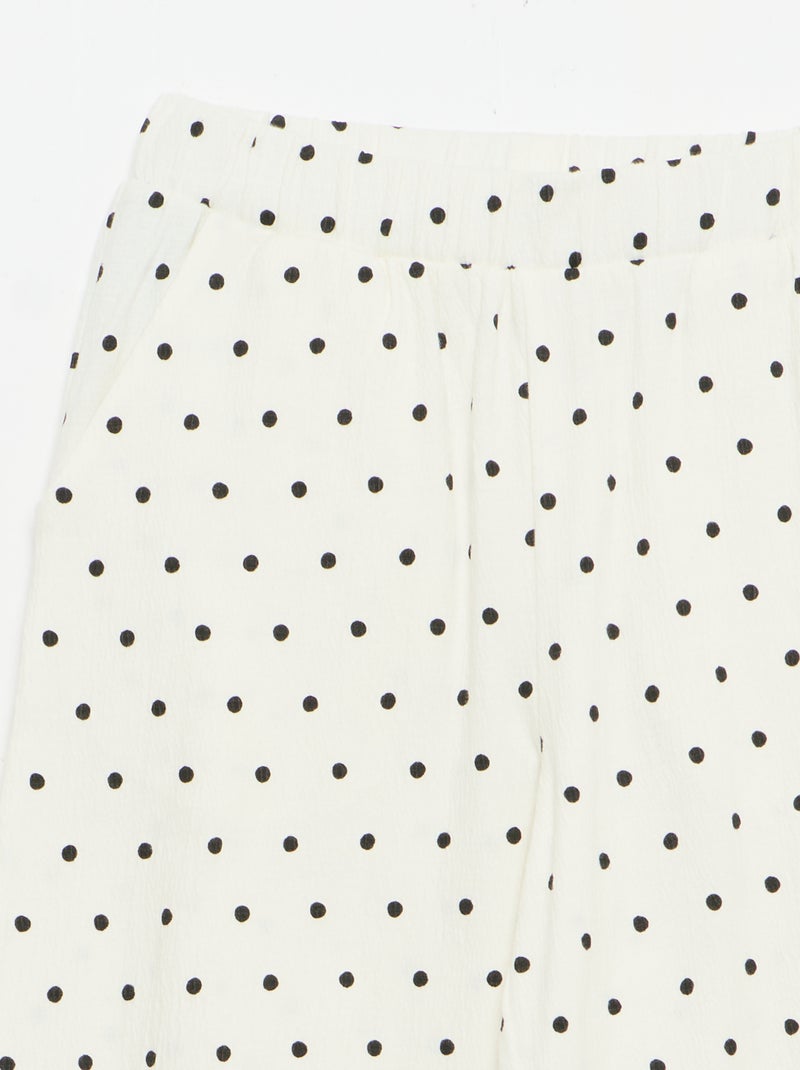 Calças largas de malha crepe Branco - Kiabi