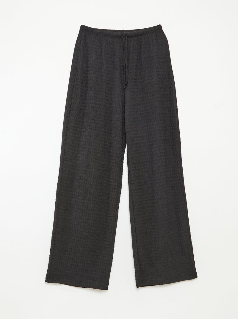 Calças largas de malha crepe Preto - Kiabi