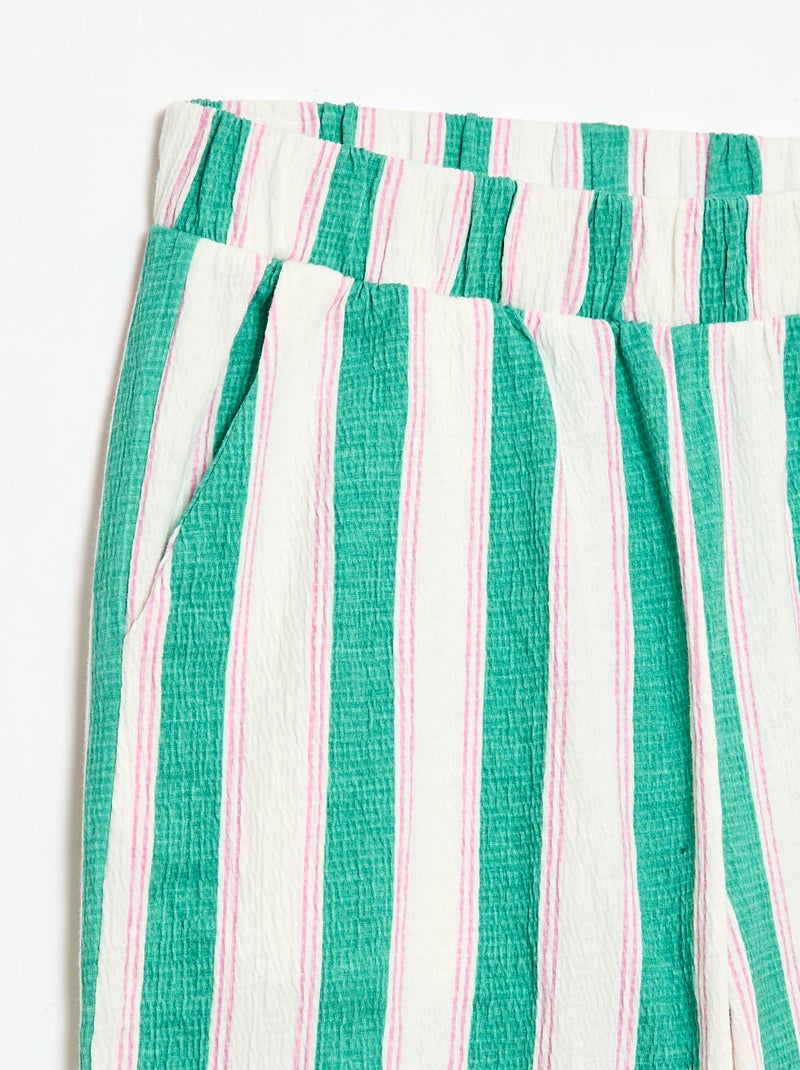 Calças largas de malha crepe Verde - Kiabi