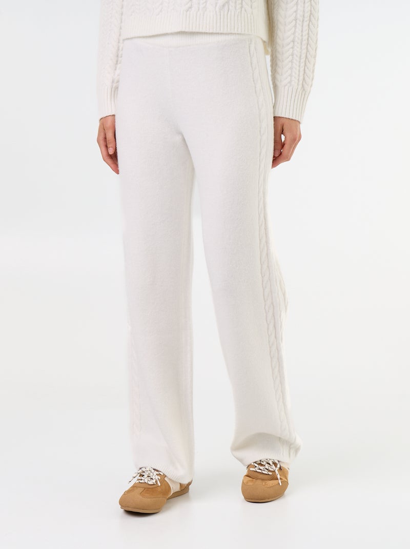 Calças largas de malha de tricô Branco - Kiabi