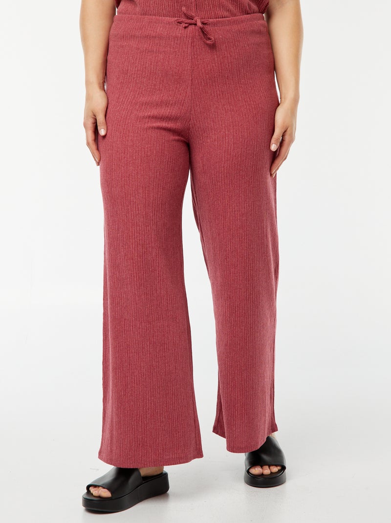 Calças largas de malha gofrada Vermelho - Kiabi