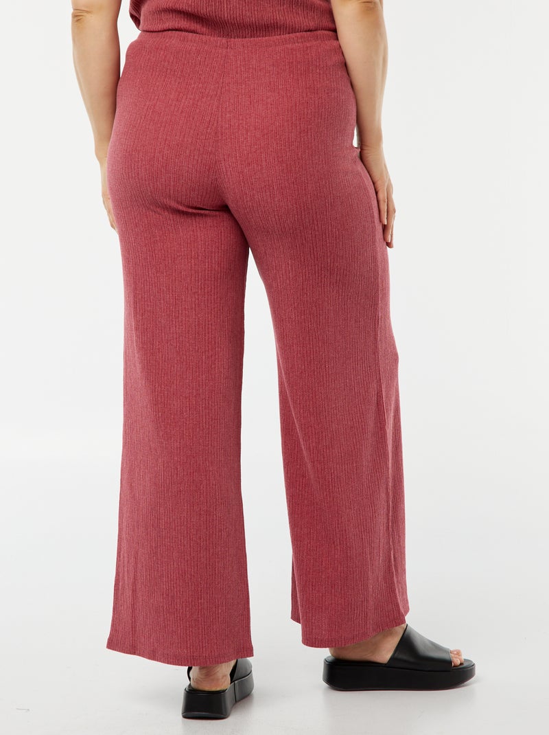 Calças largas de malha gofrada Vermelho - Kiabi