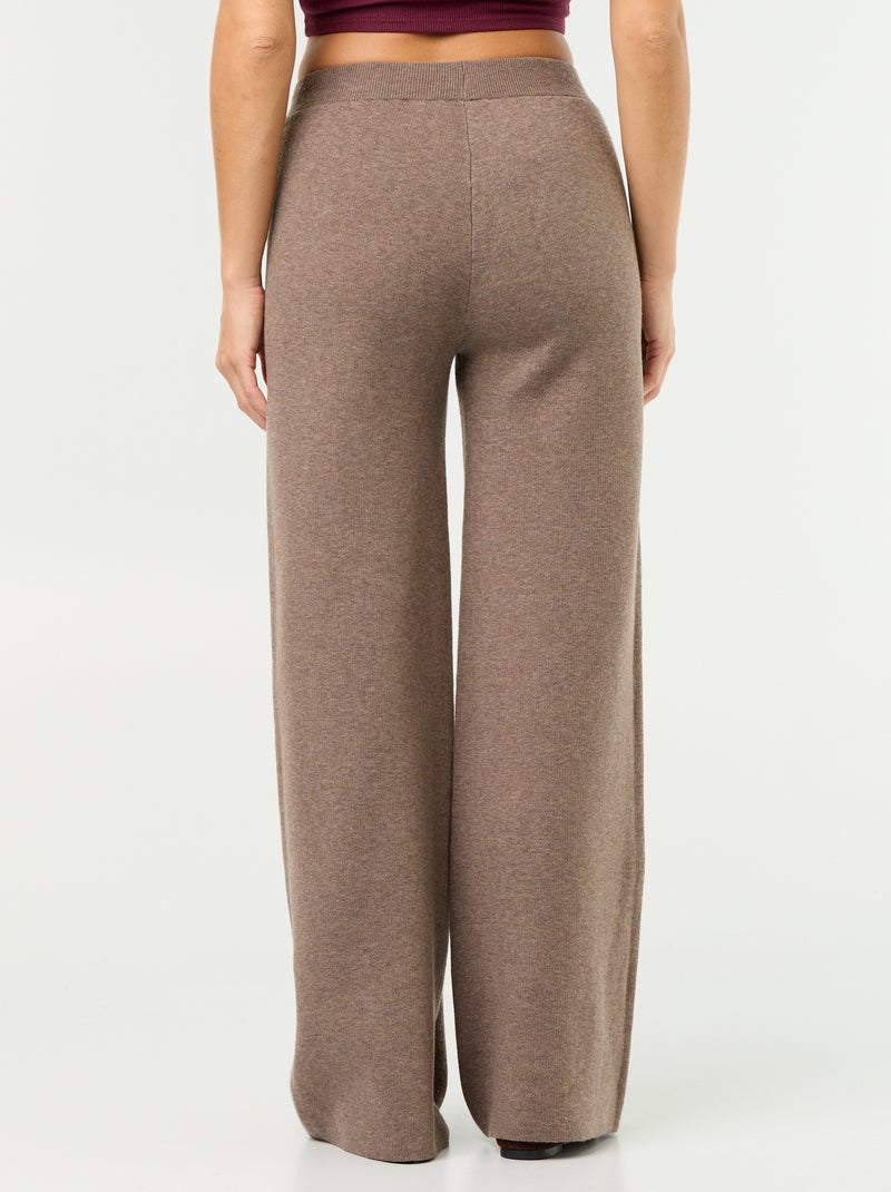 Calças largas de malha tricotada Bege - Kiabi