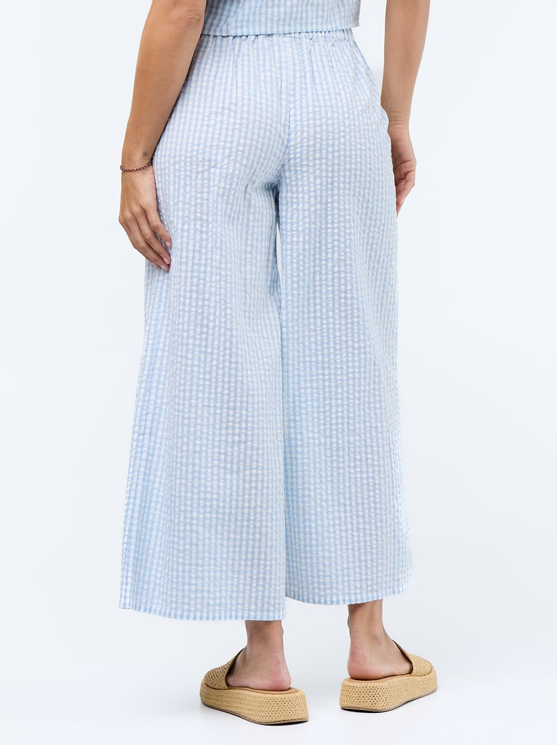 Calças largas de malha waffle Azul - Kiabi
