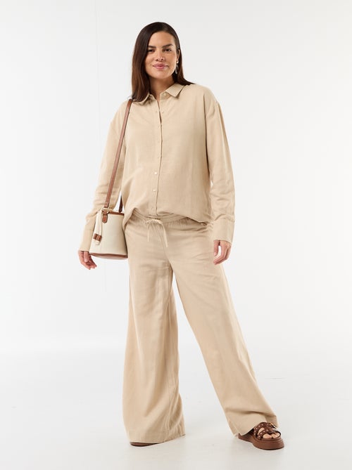 Calças largas de maternidade em linho misto - Kiabi