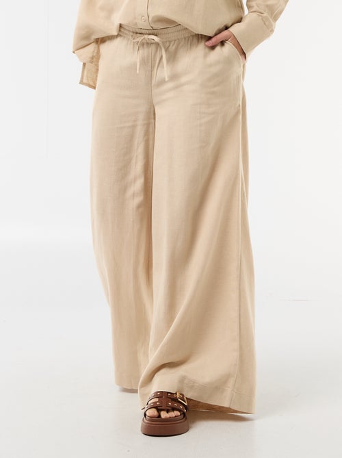 Calças largas de maternidade em linho misto - Kiabi