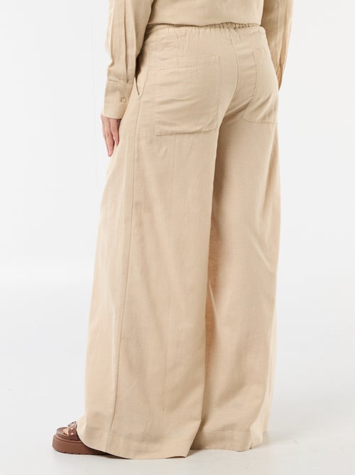 Calças largas de maternidade em linho misto - Kiabi
