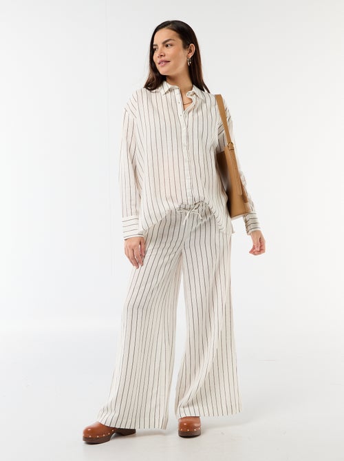 Calças largas de maternidade em linho misto - Kiabi