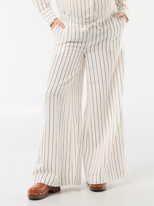 Calças largas de maternidade em linho misto - Kiabi