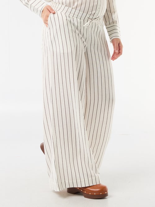 Calças largas de maternidade em linho misto - Kiabi