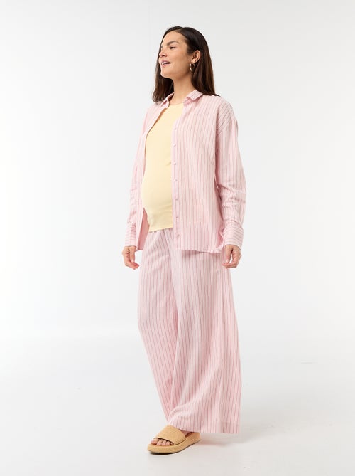 Calças largas de maternidade em linho misto - Kiabi